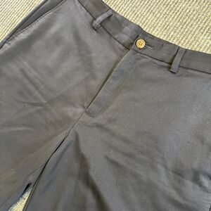 Haggar Shorts Mens 36 Navy Flat Front Dress Casual Polyester Classic Fit